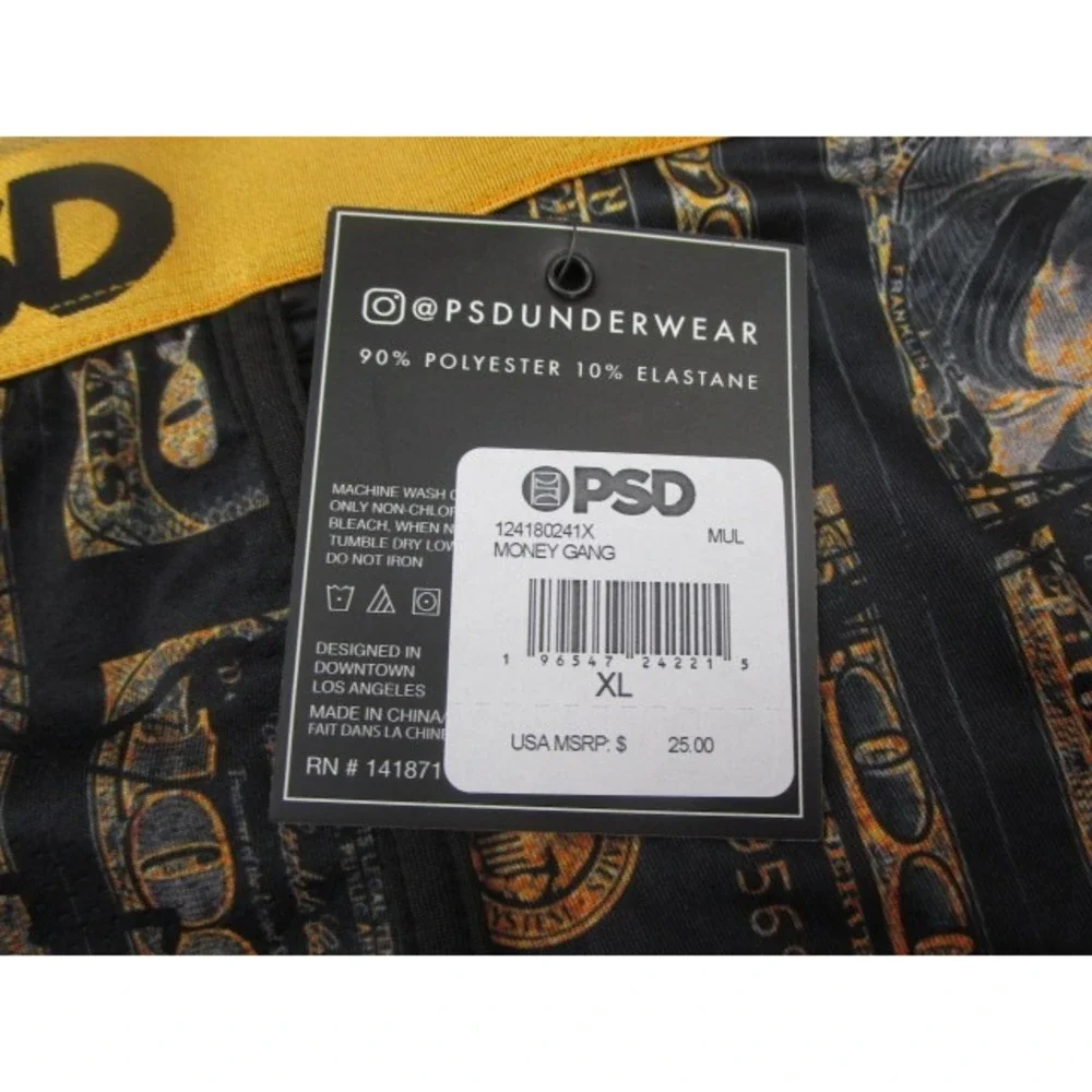 PSD Money Gang Black Gold Men's Size XL Underwear Boxer Briefs